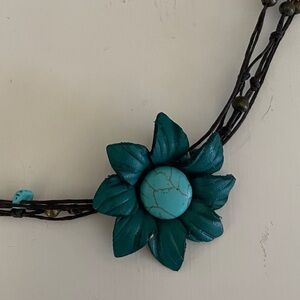Chic Turquoise Floral Necklace